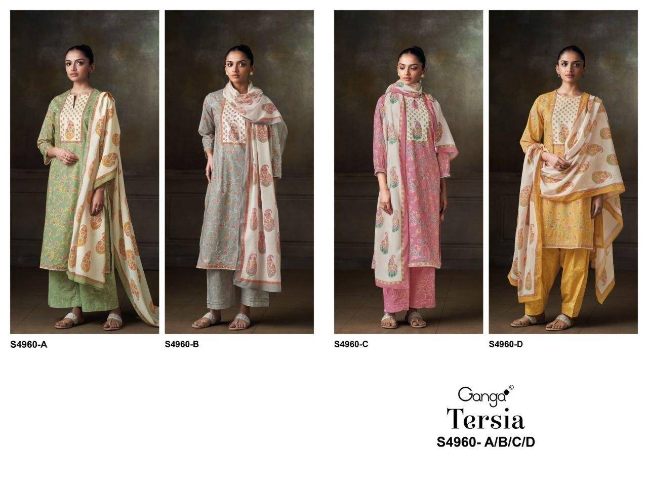 TERSIA 4960 By GANGA 4960a TO 4960d series Beautiful Festive Suits Stylish Colorful Fancy Casual Wear PREMIUM COTTON PRINTED Dresses At Wholesale Price